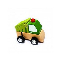 Drevená mini hračka smetiarske auto